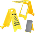 Funny Office Desk Accessories,Office Cubicle Decor, Caution Desk Decor,Phone Holder Mirror Acrylic Table Signs，Sarcastic Quote Novelty Gift for Coworkers Graduates Coffee Lovers HR (Over Qualified)