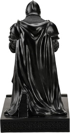 Amoysanli Medieval Armored Warrior Wearing Outerwear, Mobile Phone Stand Knight Pen Holder Desk Organizers, Resin Bookends Paperweight with a Letter Opener for Desk (Black)