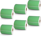 BETCKEY - 4" x 2" Barcode Shipping & Multipurpose Labels Compatible with Zebra & Rollo Label Printer,Premium Adhesive & Perforated[Green, 6 Rolls, 4500 Labels]