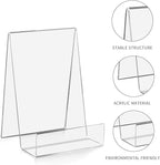 ZOEY Acrylic Book Stand with Ledge Clear Display Easels Plate - 10 Pack Book Holder Easel Stand for Books Display, Music Sheets, Artworks, CD, Tablet Holder (5Large+5Small)