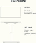 FLEXISPOT EN1 One-Piece Standing Desk with 1-Inch Thick Seamless Desktop, 48"x30" Electric Height Adjustable Desk for Home Office, Multi-Monitor Setups & Easy Assembly, Maple
