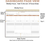 (3-Pack) Weekly Productivity Planner - 8.5" x 11" Dashboard Desk Notepad Has 6 Focus Areas to List Tasks for Goals, Projects, Clients, Academic or Meal-Organize Your Daily Work Efficiently, 54 Weeks