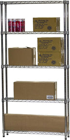Shelving Inc. 8" d x 36" w x 72" h Chrome Wire Shelving with 5 Tier Shelves, Weight Capacity 800lbs Per Shelf