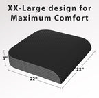 Kölbs Extra Large Seat Cushion Stylish Plush Velvet Cover XL Memory Foam for Office Chair, Floor Pillow Back Pain Coccyx Bruise Relief Carry Handle