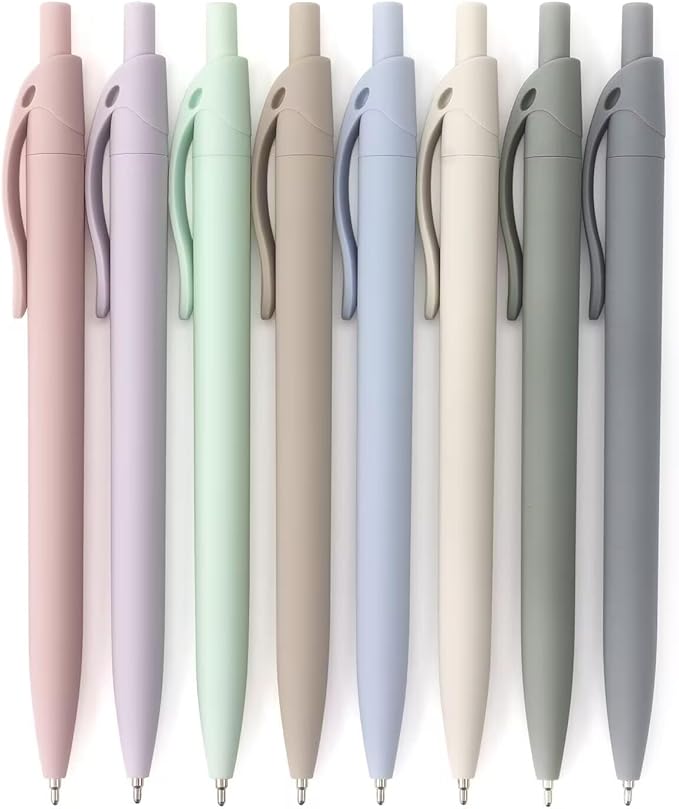 Bribobo 8-Pack Retractable Ballpoint Pens, Smooth Writing, Black Ink, Comfortable Grip, Ideal for Office, School & Everyday Use