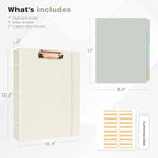 Ospelelf 3 Ring Binder 1 Inch Vintage Hardcover, Leather Organizer for Letter Size, Professional Clipboard With Dividers and Tabs, Beige