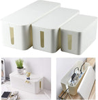 YaeCCC Cable Management Organizer Box Power Strips Hider Power Cords Hider for Desk, TV, Computer, USB Hub,Cords (Set of Three) White