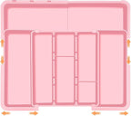 Spaclear Large Utensil Drawer Organizer Expandable Silverware Organizer for Kitchen Drawer Adjustable Cooking Utensil Holder Cutlery Flatware Tray Spatula Tools Gadgets Storage Dividers Plastic Pink