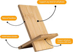 Healfyya Bamboo Tablet Holder - Adjustable Folding iPad Stand with Charge Port for Desk or Cooking