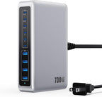 730W USB C Charger Block,GaN IV Fast Charging Station Hub 10 Ports,QC4.0+3 PD 100W USB C Laptop Charger Ports Power Adapter Compatible with MacBook Air/Pro,DELL,iPhone 17/16/15/14/13,iPad,Steam Deck