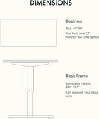 FLEXISPOT EN1 One-Piece Solid Wooden Standing Desk 48 x 24 Inches Height Adjustable Electric Sit Stand Home Office Desks (Black Frame + Rubber Wood Top, 2 Packages)