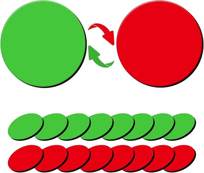 25 Pcs 1” Double-Sided Red Green Magnets, Flip Over Colored Magnetic Dots for Whiteboard, Refrigerator, Office (25, Red/Green-Colors)