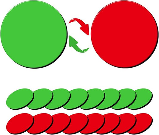 25 Pcs 1” Double-Sided Red Green Magnets, Flip Over Colored Magnetic Dots for Whiteboard, Refrigerator, Office (25, Red/Green-Colors)