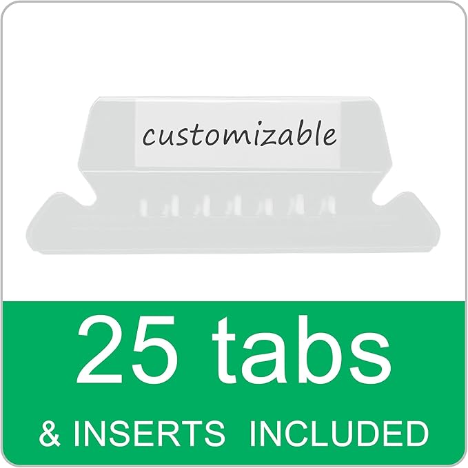 25 Packs Hanging File Folders,Blue Letter Size File Folder,Designed for Bulky Files,Filing Cabinet,1/5 Adjustable Cut Tabs for Office,School,Home