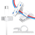 XHF 100pcs Adhesive Cable Wire Clips White, Outdoor Cable Management Wire Organizer Cord Holder for Under Desk, Car, Wall, TV PC Ethernet Cable