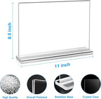 EHWINE 10 Pack Acrylic Sign Holder 8.5 x 11 Horizontal, Double-Sided Stand up Table Top Sign Holders, Clear Acrylic Picture Frame Menu Flyer Paper Holder Display Stand for Office Business Store Wedding Party