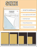 Custom Carbonless Invoice Book with Logo, Personalized Cover & Inner Pages, 2 Part NCR Receipt & Work Order Forms, Easy Tear, Writing Shield for Small Business (2-Part [White/Blue], 8.3 x 5.5INCH)