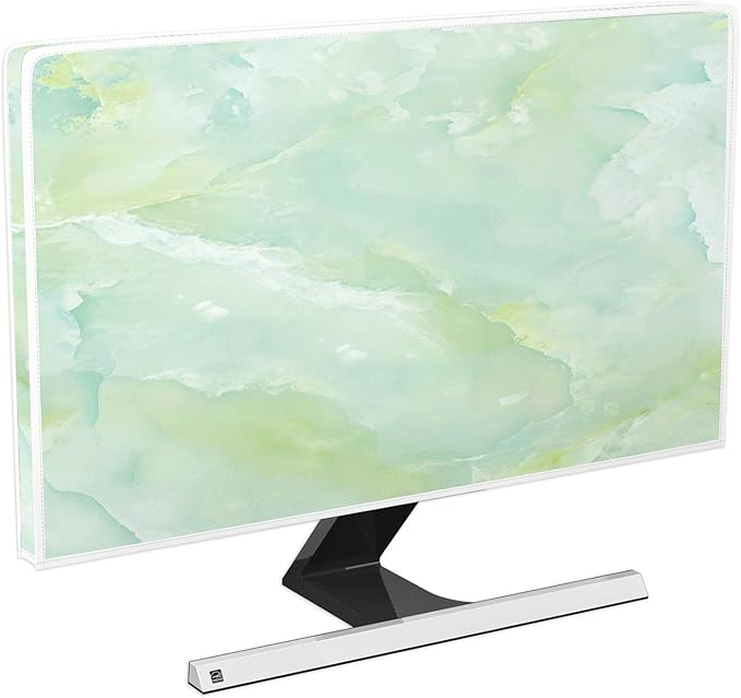 Baocicco Sage Green Marble Waterproof TV Dust Cover 75 Inch Anti-Static Dustproof Abstract Creative Desige Television Accessories TV LCD Screen Texture TV Decoration for Tablet