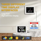 8‘’ Digital Calendar Day Clock, Gifts for People with Dementia Alzheimers, Large Display Alarms Clock for Seniors Electric Clocks with Date Day of Week 12 Alarms 4 Colors Auto DST/Dimmer