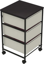 CASUNER Small Cabinet with Drawers Rolling 3 Drawer Mobile File Cabinet for Home Office Storage and Organization, Fabric Vertical Under Desk Storage for A4/Letter Files(