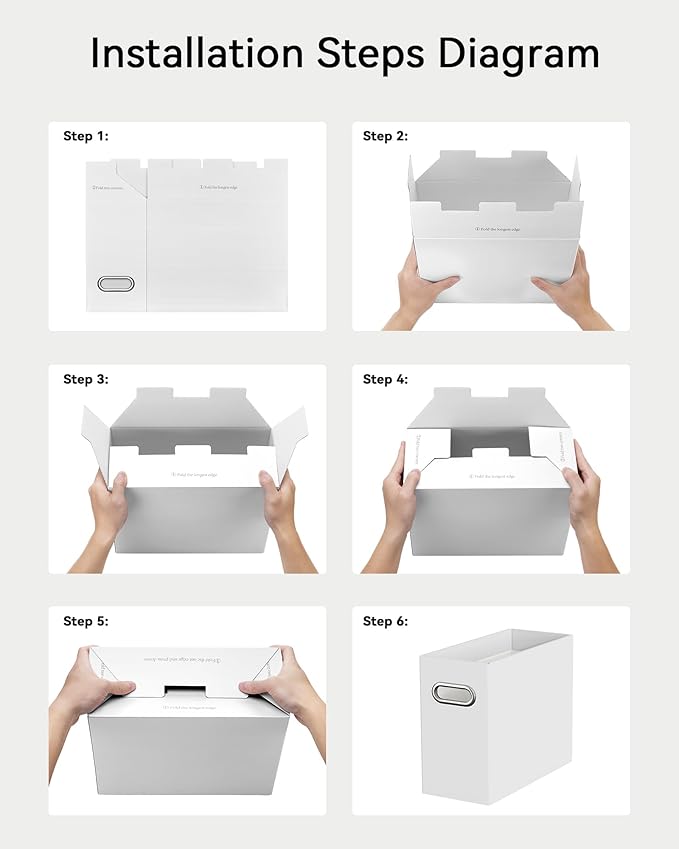 Oterri Cardboard File Organizer Box for Hanging File Folders Letter Size,File Box for Computer Desk,File Cabinet,Working Home,Office,Classroom（White,Letter Size - 2 Packs）