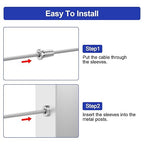 BLIKA Upgraded 20 Pack Stainless Steel Protector Sleeves for 1/8" 5/32" or 3/16" Deck Cable Railing, for Metal Posts, T316 Marine Grade, Cable Railing Protector Sleeves