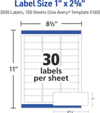 Avery Easy Peel Printable Address Labels with Sure Feed, 1" x 2-5/8" Customizable Stickers, White, 15,000 Blank Mailing Labels, Great for Mailing, Shipping, and More (5-Pack of 5160)