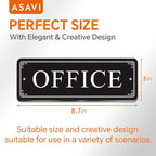 ASAVI “OFFICE” Acrylic Door Sign – Waterproof & Fade-Resistant Office Label with Strong Adhesive + Pre-Drilled Holes (8.7"x3") | Ideal for Doors and Walls in Offices, Lobbies, and Workspaces (Black)