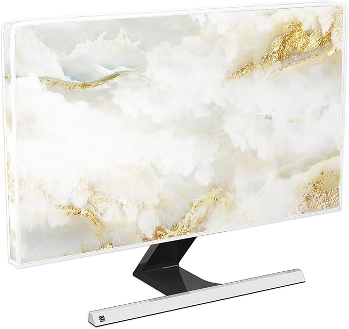 Baocicco White Gold TV Display Screen Cover with Abstract Texture Marble Design 32 Inch Panel Case Television Covers Sleeve Compatible with PC Desktop and TV LCD/LED/HD Screen Cover