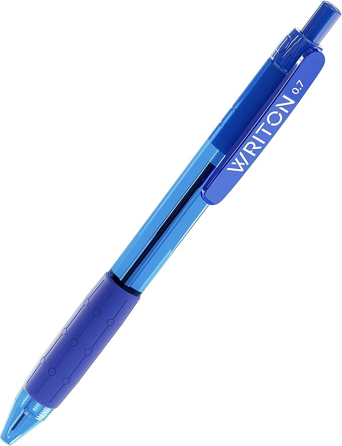 Writon Retractable Blue Ballpoint Pens - 24-Pack Writing Pens - Comfortable Grip - 0.7mm Fine Point for Smooth Writing - Fast-Drying Ink Pen - Ball Point Pens - Modern School, Office Supplies