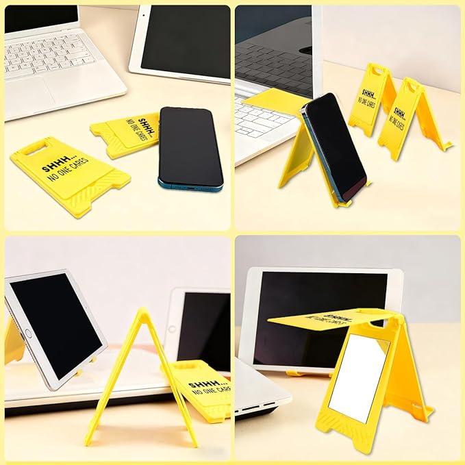 Funny Office Desk Accessories,Office Cubicle Decor,Desk Decor,Phone Holder Mirror Acrylic Table Signs， Team Humorous Gag Gifts for Coworker Supervisor Leader Designer Cashier Manager (No One Cares )