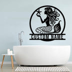 Custom Mermaid Metal Sign,Personalized Mermaid Name metal Signs,Mermaid Wall Decor,Beach Theme Decor, Girls Mermaid Room Decor,Metal Wall Decor (Style-1)