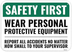 1PC Safety Sign, 14 x 10 Inches - Aluminum - Safety Decorations Posters For Workplace - Wear Personal Protective Equipment