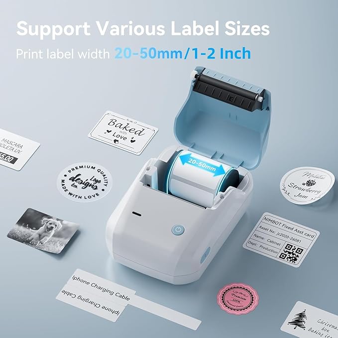 NIIMBOT B1 Label Maker with Tapes,2 Inch Portable Thermal Label Printer for Home Office School Small Business, Address, Clothing, Crafts, Retail,Support Smartphones & PC,Sky Blue