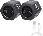 Productivity Timer Flip Gravity Sensor Cube Timer Countdown & Countup,Mute & Vibrate & Sound，5/10/30/60min & Custom Timing, Perfect for ADHD,Work,Learning,Kitchen Cooking (2, Black Hexagon)