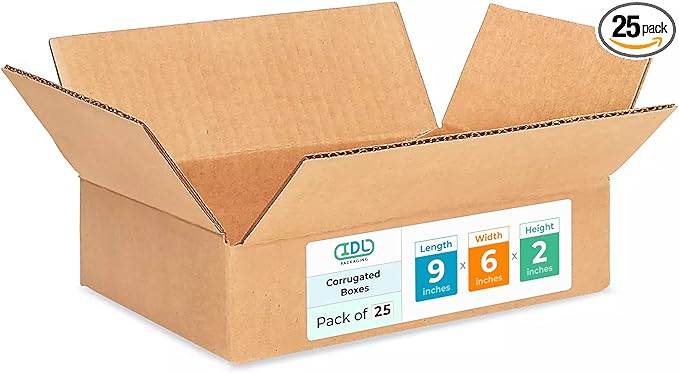 IDL Packaging - B-962-25 Small Corrugated Shipping Boxes 9"L x 6"W x 2"H (Pack of 25) – Excellent Choice of Sturdy Packing Boxes for USPS, UPS, FedEx Shipping