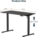 FitStand Adjustable Standing Desk, 47x24 Inches Home Office Desk with Memory Preset, Home Office Desk Computer Workstation Splice Black Top + Black Frame