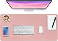 Boutilon Leather Desk Pad Protector,Non-Slip Mouse Pad,Laptop Desk Pad,Office Mouse Mat,Waterproof Leather Desk Blotter,Desk Writing Pad for Office and Home (L-Pink,35"x 17")