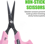 Saboten Fluorine Coated Angled Blade Trimming Scissors Pink PT-2 160mm Precision Gardening Bonsai and Floral Shears Made in Japan