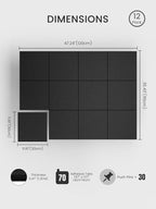 Bumusty Large Cork Board 47"x35" Alternative - 12 Pack Felt Wall Tiles with 70 Safe Removable Adhesive Tabs, 30 Pushpins, Cork Boards for Walls Pin Board Bulletin Board Office Decor (Black)