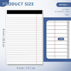 Nichela 5" x 8" Note Pads 12 Pack of Legal Pads 30 Sheets Notepad College Ruled Small Writing Pads Perforated Pages Paper Pads 80GSM Heavyweight Paper Note Pads for Home, Office, or School