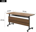 Folding Conference Table,Large Conference Room Table for 12 People,Flip Top Mobile Training Tables,Rolling Meeting Table with Caster Wheels,Foldable Seminar Meeting Room Tables for Office(4 55.1in)