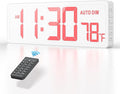 REACHER 16.5" Large Digital Wall Timer Clock with Countdown Timer, Auto Dimmer, Temperature, Remote Control, LED Wall Clock for Home Decor, Living Room, Office, Gym, Classroom, White