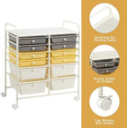 Giantex 12 Drawer Rolling Storage Cart Tools Scrapbook Paper Office School Organizer (Yellow)