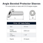 BLIKA 40 Pack 25 30 35 Degree 1/8" Angle Beveled Protector Sleeves, Angled Post Protector for 1/8" Cable Railing, T316 Stainless Steel, 30 Degree Angle Beveled Protector Sleeves