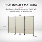 Proman Products - Galaxy Section Divider, Water Repellent Fabric Room Divider with Black Powder Coated Metal Frame for Indoors or Outdoors (Beige)