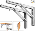 Folding Shelf Brackets, Max Load 300 lb, Heavy Duty Stainless Steel Collapsible Wall Mounted Shelf Brackets for Table, Space Saving DIY Bracket, Pack of 2 (2, 24 Inch)
