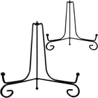 HENABLE 2PCS Premium Black Iron Plate Stands for Display 8 Inch, Decorative Solid Metal Plate Holders for Displaying, Mini Easel, Frame, Book, Card, Plaque, Bowl, Picture Stands for Display