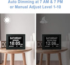 Aowasi Digital Clock Large Display with Date and Day of Week, 8 Alarm Options, Extra Large Digital Clock with Non-Abbreviated Day & Month Alarm Clocks for Seniors Dementia(Black)