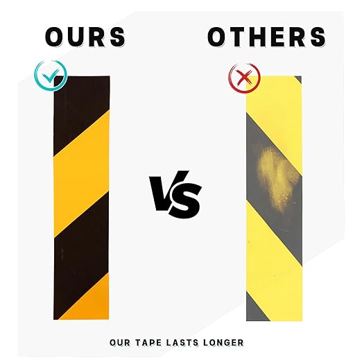 2 Inch x 660 FT Black & Yellow Floor Marking Tape, High-Visibility & Adhesive Hazard Tape for Caution & Aisle Marking, Caution Warning Safety Stripe Tape Roll for Walls Steps Pipes Equipment